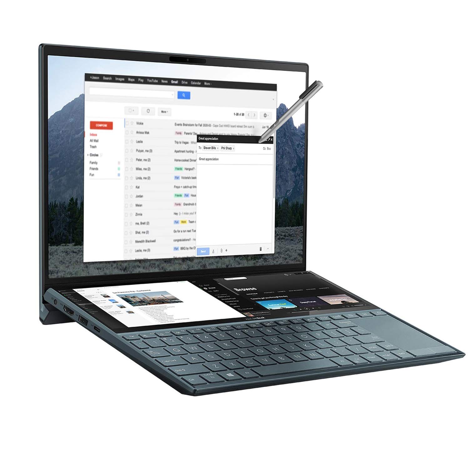 ASUS ZenBook Duo UX481FL 14 Inch Full HD Dual-Touchscreen Laptop